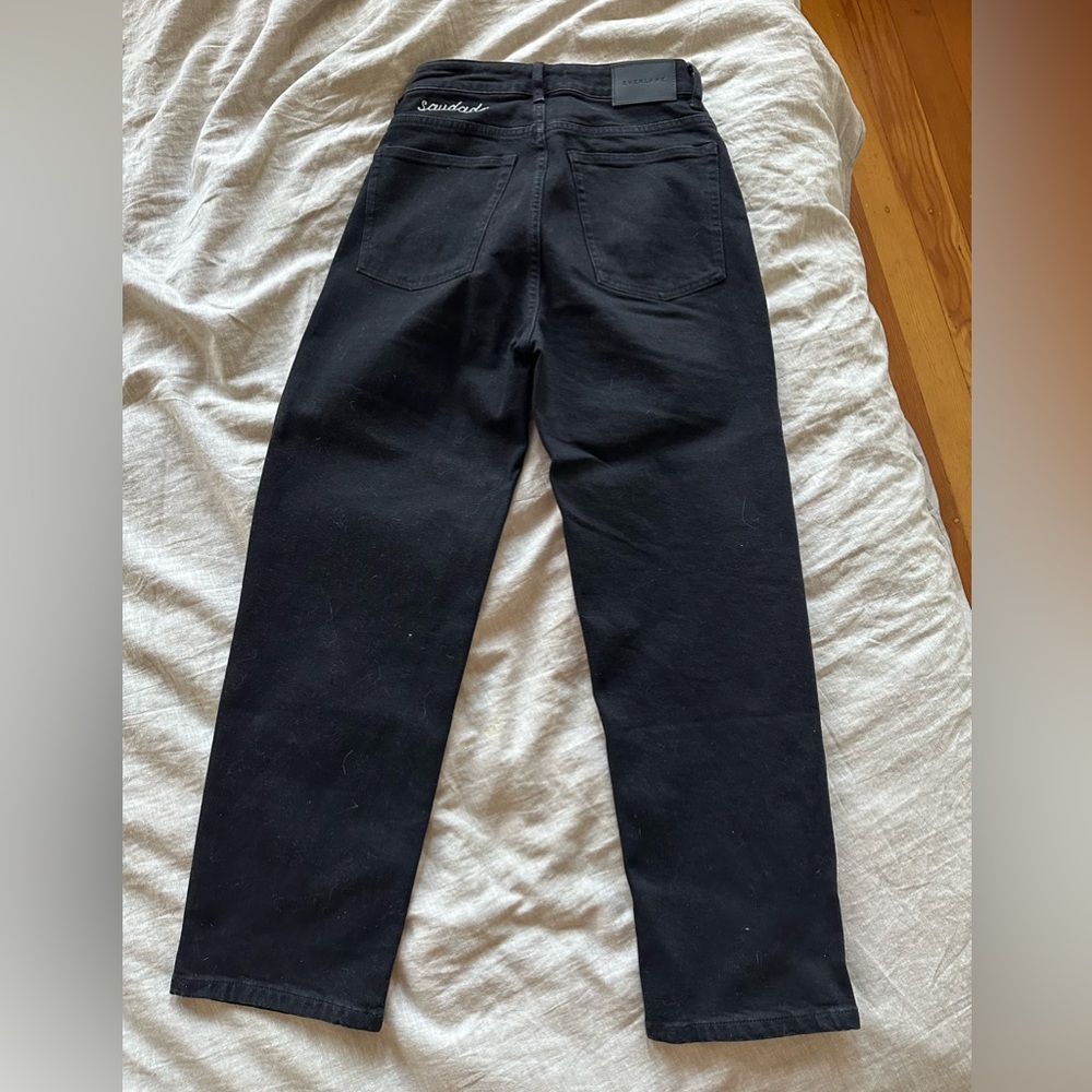 Everlane Black Curvy Way High Jeans Custom Embroidery - Picture 4 of 4